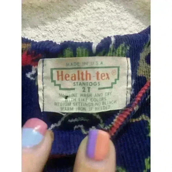 Vintage 70s Health Tex Stantogs Corduroy Overalls Baby 2T‎ USA Blue - Picture 2 of 6